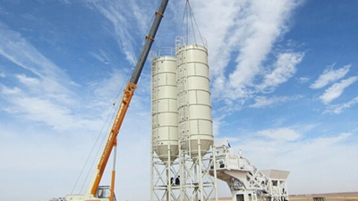 YHZS75 mobile concrete batching plant installed in Saudi Arabia