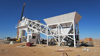 YHZS75 mobile concrete batching plant installed in Damman, Saudi Arabia