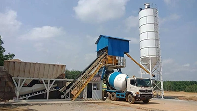 YHZS60 mobile concrete batching plant installed in Indonesia