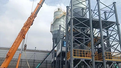 HZS120 stationary concrete batching plant installed in Taiwan