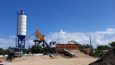 HZS50 stationary concrete batching plant installed in the Philippines